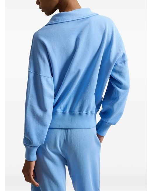 Polo Ralph Lauren Blue Zip-Up Logo-Embroidered Sweatshirt