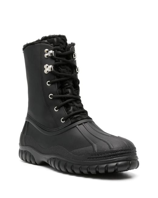 Gcds Black Monogram-Print Snow Boots