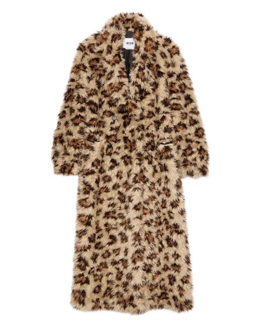 MSGM Natural Mantel mit Leoparden-Print