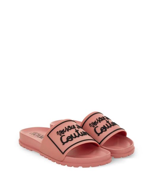 Versace Jeans Couture Pink Embossed Slides