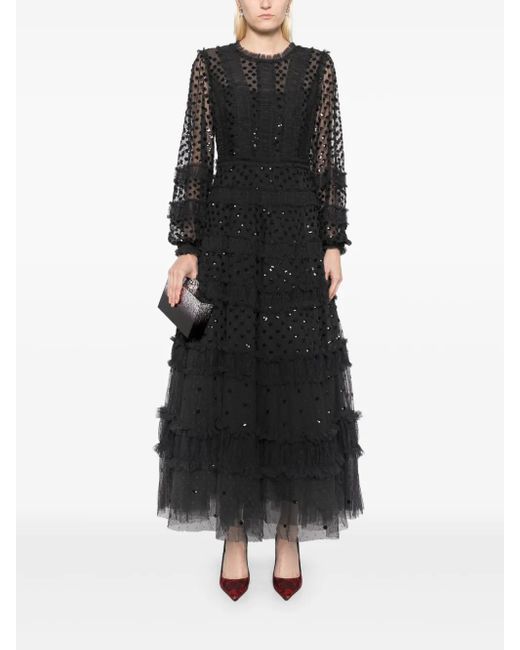 Needle & Thread Black Dot Shimmer Ankle Gown