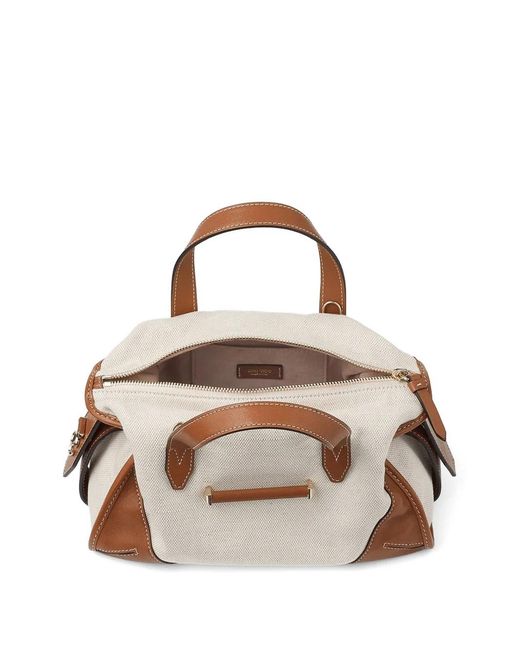 Jimmy Choo Brown Bar Leather-Trim Tote Bag