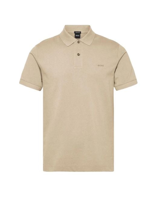 Boss Natural Pallas Logo-Embroidered Cotton-Piqué Polo Shirt for men