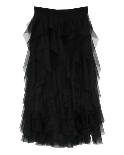 ERMANNO FIRENZE ラッフル マキシスカート Black