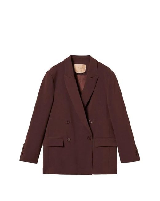 Twinset Purple Double-Breasted Blazer