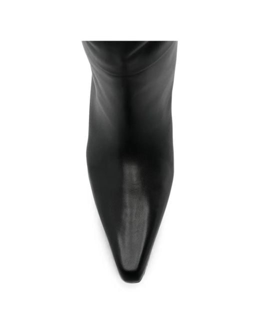Paris Texas Black Jane Pointed-Toe Knee-High Boots