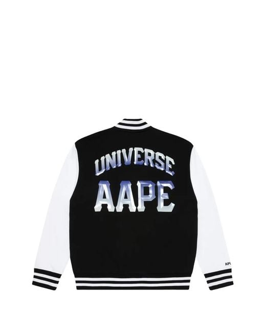 Aape By A Bathing Ape Black Moonface Patch Baseball Jacket for men