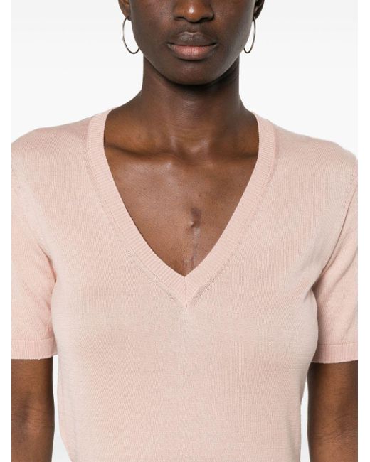 Officine Generale Pink Short-sleeve Knitted Top