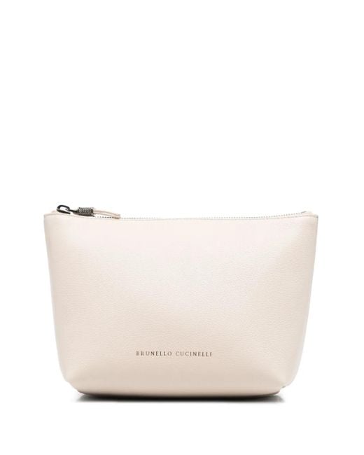 Pochette En Cuir Grainé Brunello Cucinelli en coloris Natural