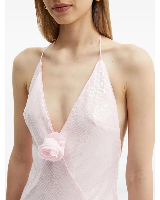 Bardot Pink Rose-Embellished Sequin Dress