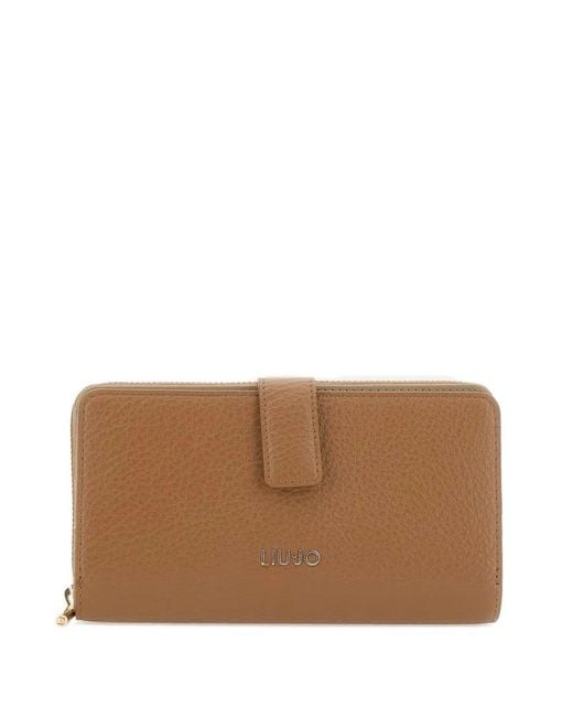 Liu Jo Brown Logo-Detail Zip Wallet