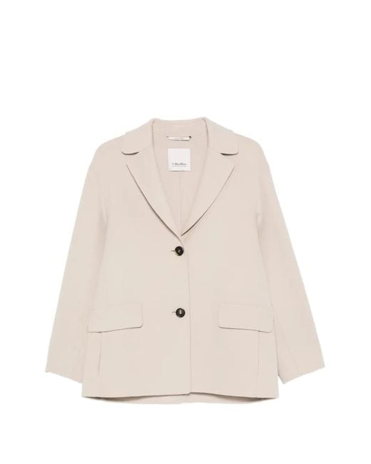 Max Mara White Melfi Notched-Lapel Button-Fastening Coat