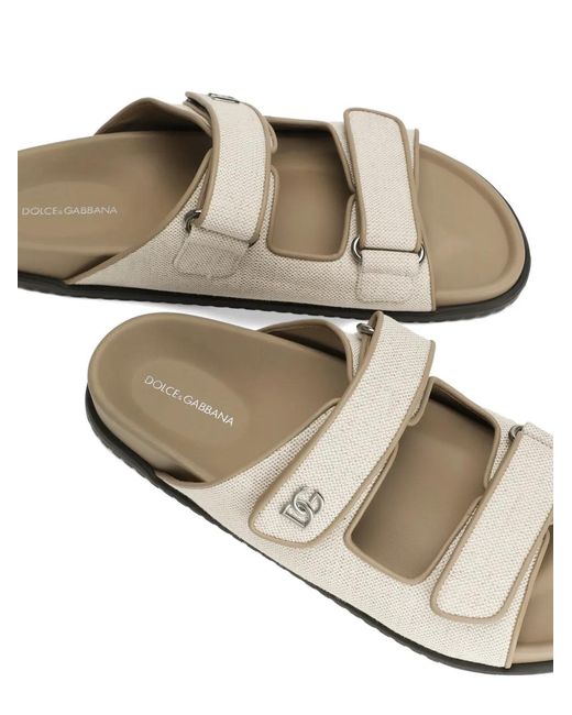 Dolce & Gabbana White Canvas Sandals for men