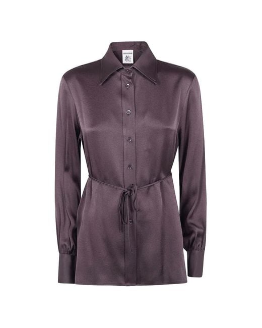 Semicouture Purple Tie-Waist Long-Sleeve Shirt