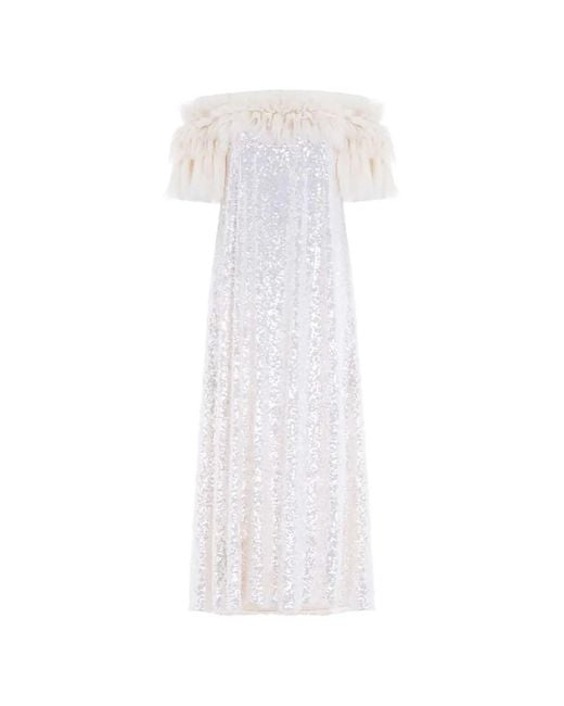 Needle & Thread White Ruffled Midi Dress