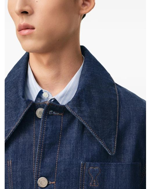 AMI Blue Ami De Coeur Buttoned Overshirt