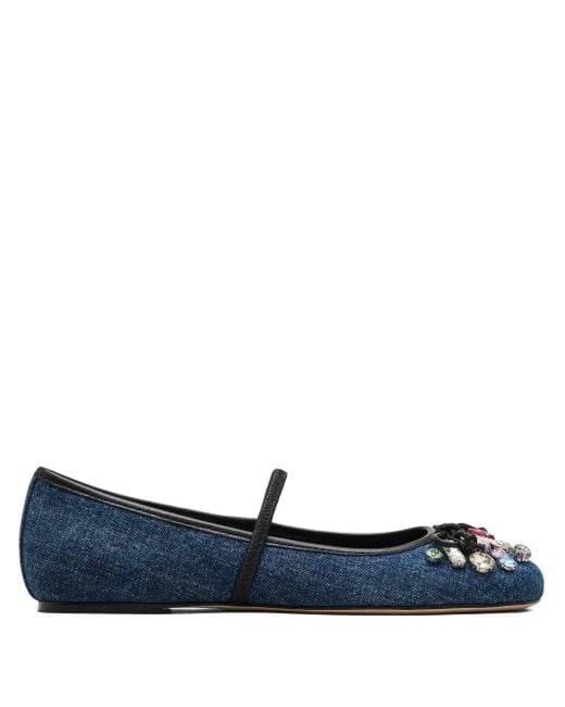 Marc Jacobs Blue The Gem Denim Sabrina Ballerina Flats