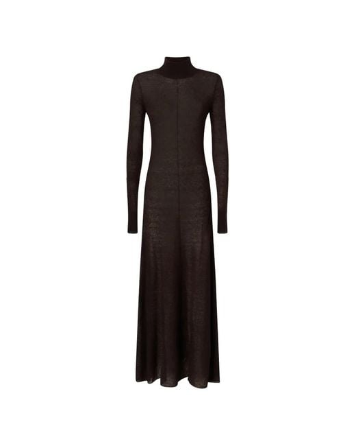 Pinko Black High-Neck Long-Sleeve Maxi Dress