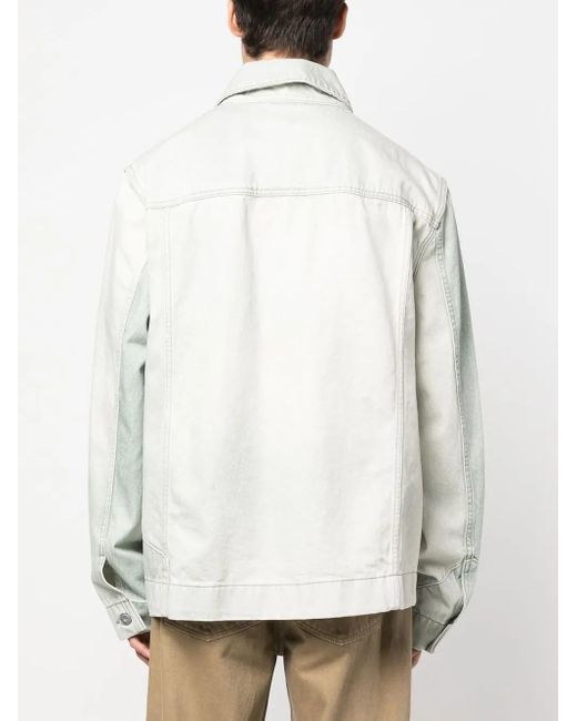 Objects IV Life Gray Logo-Embroidered Denim Jacket for men