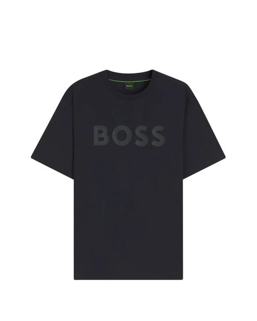 Boss Blue Logo-Print T-Shirt for men