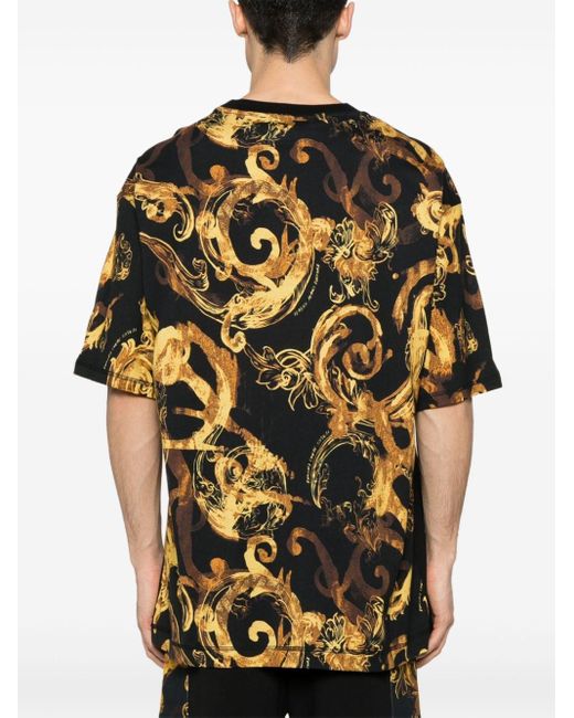 Versace T-Shirt mit Watercolour Couture-Print in Black für Herren