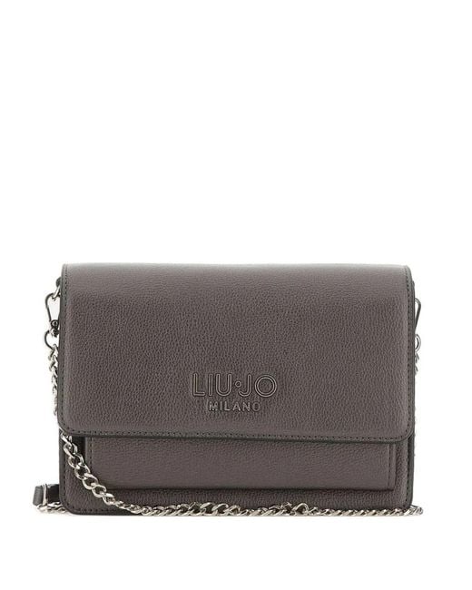 Liu Jo Gray Logo-Plaque Shoulder Bag