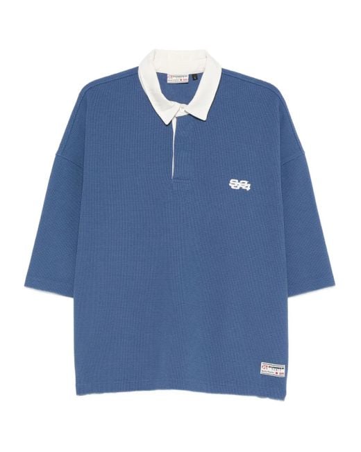 SUMMER GAMES Blue Logo-Patch Polo Shirt for men