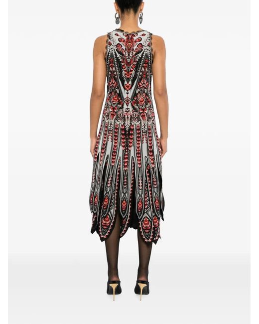Roberto Cavalli White Graphic Printed Midi Dress