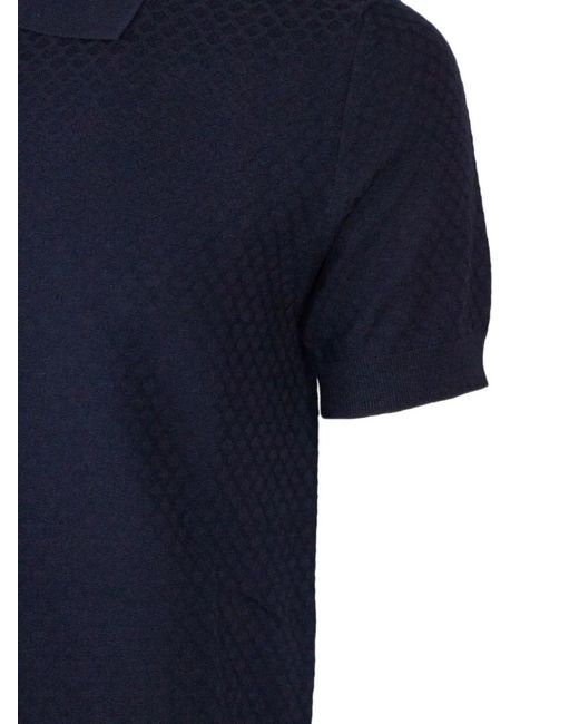 Paolo Pecora Blue Polo À Boutonnière for men
