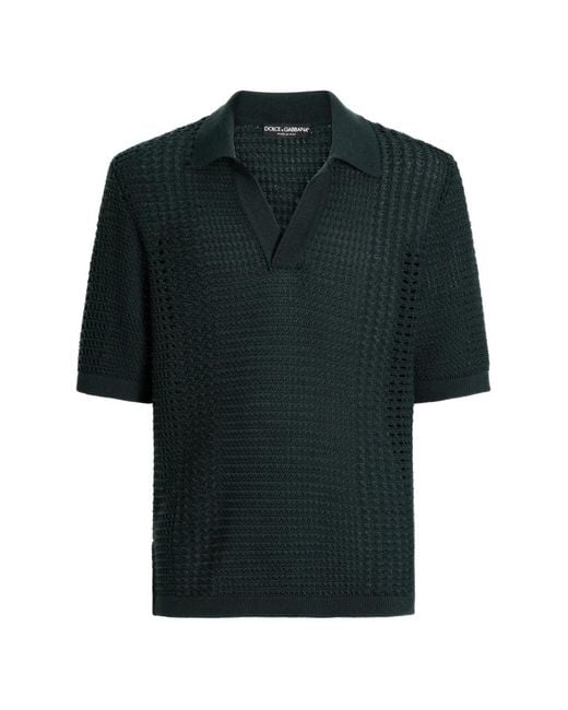 Dolce & Gabbana Black Wool Polo Shirt for men