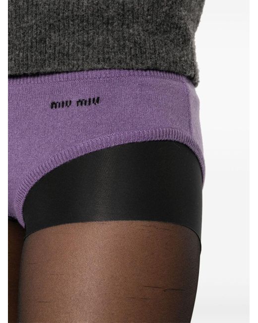 Pantalones cortos de punto Miu Miu de color Purple