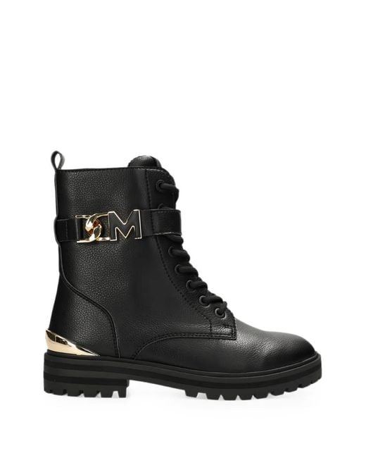 Mexx Black Prizzy Early Logo-Plaque Lace-Up Boots