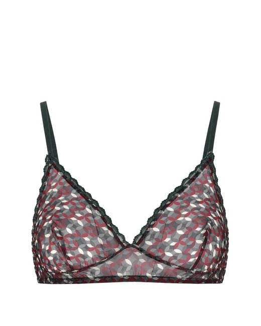 Laura Urbinati Natural Soutien-Gorge À Imprimé Géométrique Et Finitions En Dentelle