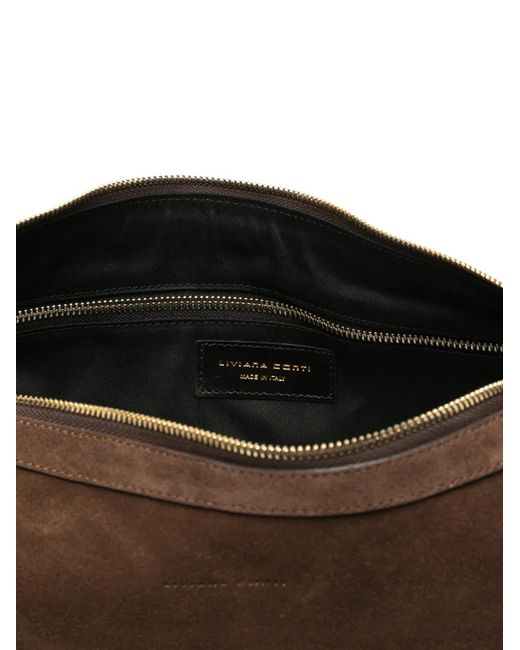 Liviana Conti Brown Suede Shoulder Bag