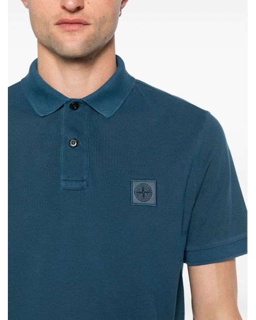 Stone Island Blue Polo Shirt With Logo for men