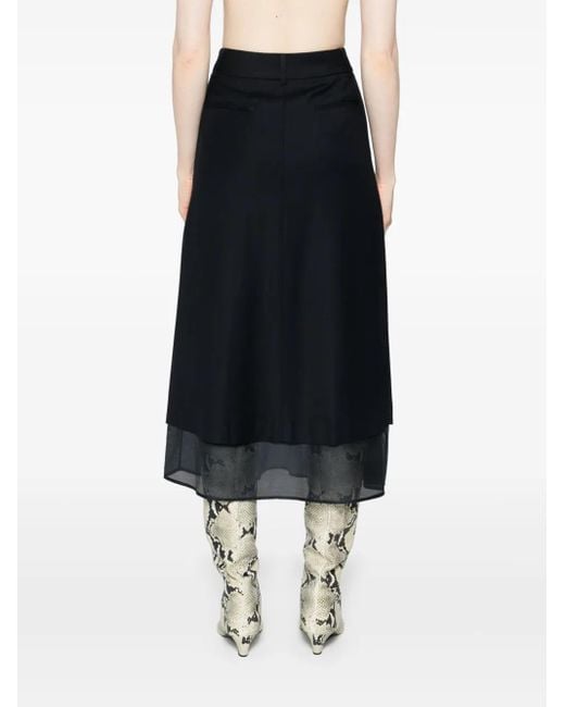 Peserico Black Pleated Midi Skirt