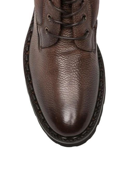 Eleventy Brown Bottines En Cuir À Lacets for men