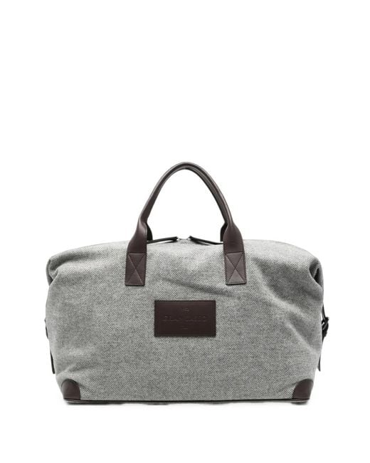 Gran Sasso Gray Herringbone-Pattern Wool Tote Bag for men