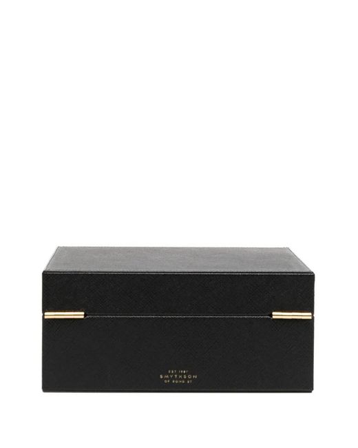 Smythson Black Lockable Watch Box for men