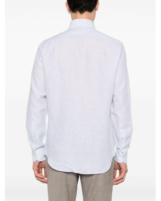 Chemise rayée en lin Boggi pour homme en coloris White