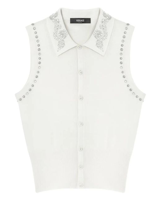 Chaleco Con Capucha Y Detalles Versace de hombre de color White