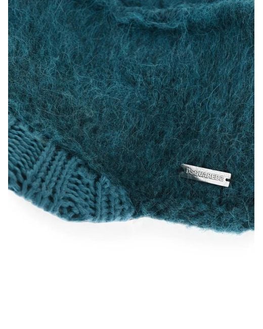 DSquared² Blue Pom-Pom Beanie Hat