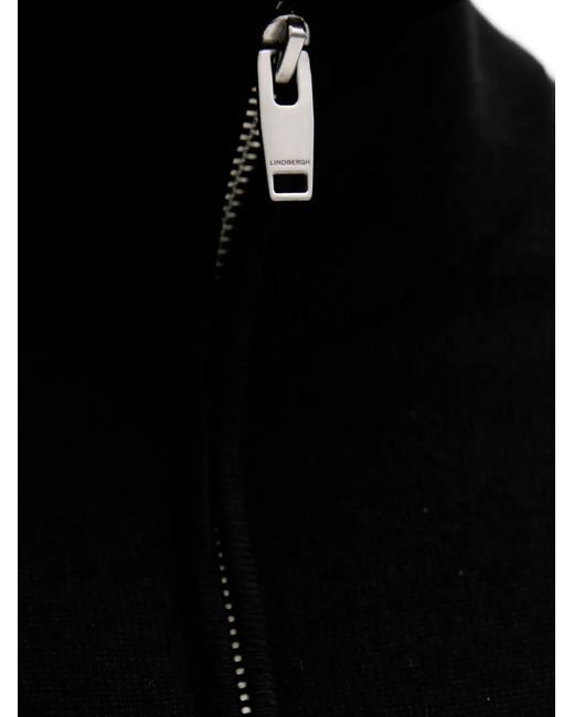 Lindbergh Black Half-Zip Sweater for men