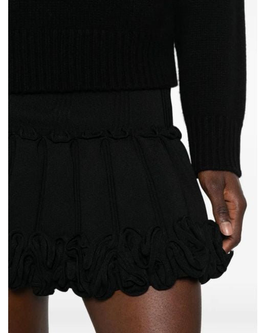 Sandro Black Ruffled-Trim Mini Skirt