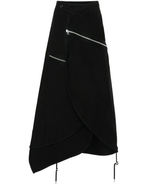 Jupe mi-longue à détail zippé Courreges en coloris Black