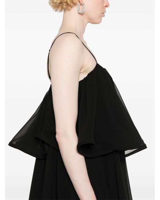 Nissa Black Ruffle-detail Mini Dress
