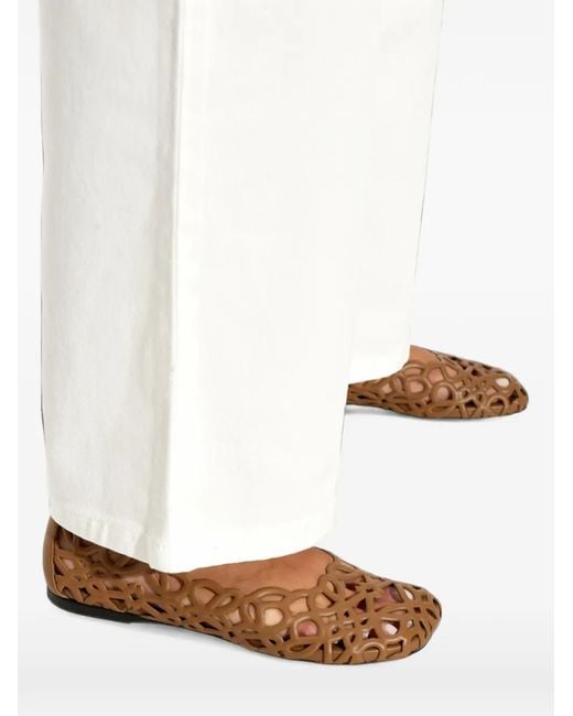 Loewe White Petal Anagram Leather Ballet Flats