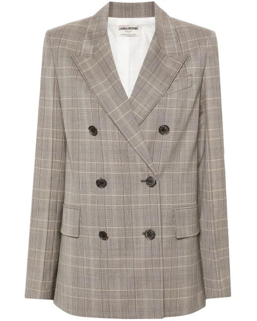 Zadig & Voltaire Gray Vaena Double-Breasted Blazer