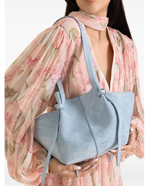 Yuzefi Blue Mochi Suede Shoulder Bag