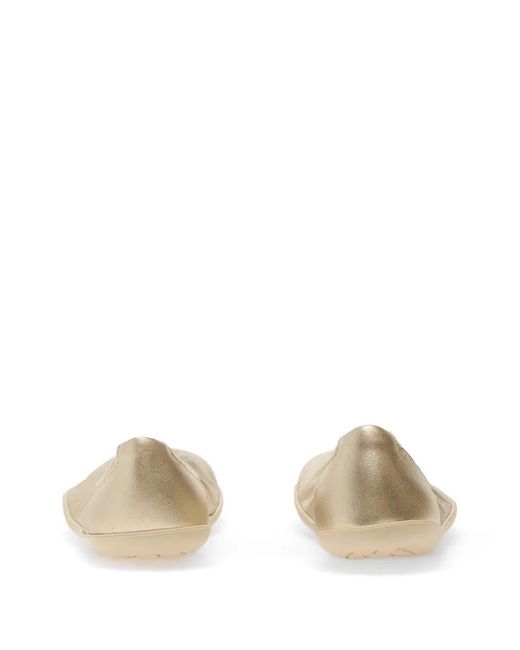Groundies Natural Metallic-Effect Elasticated Ballet Flats